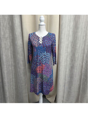 MSK Petite Paisley Tunic Top Purple Blue Size Boho MP